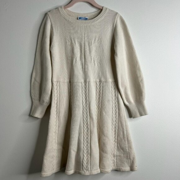Jacadi Paris Dress Girls 6Y 116cm Ivory Wool Cashmere Sweater Snowflake Xmas - Picture 1 of 8